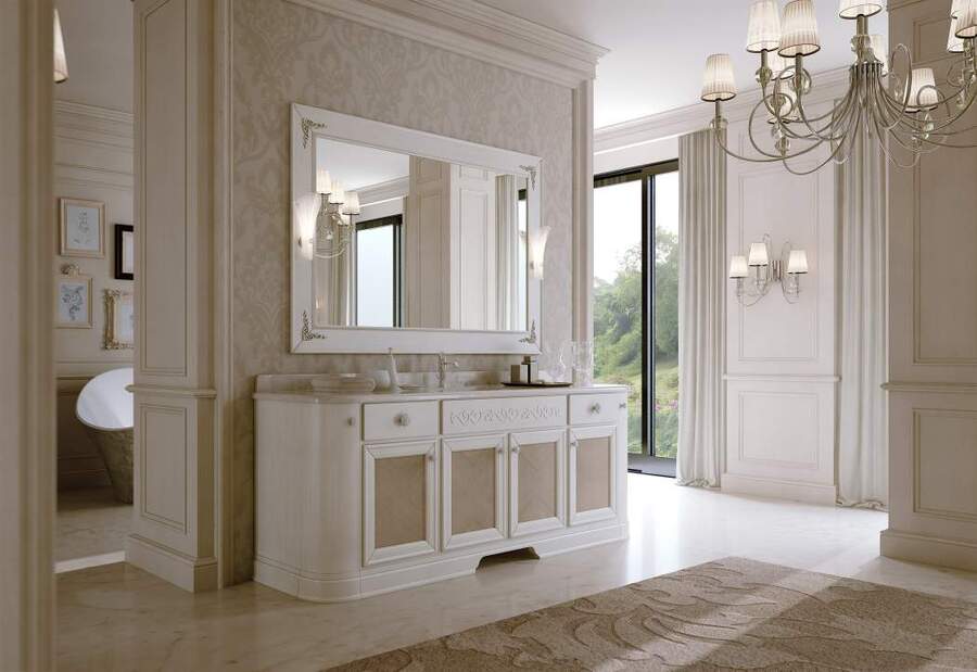 Elegant bathroom with chandelier