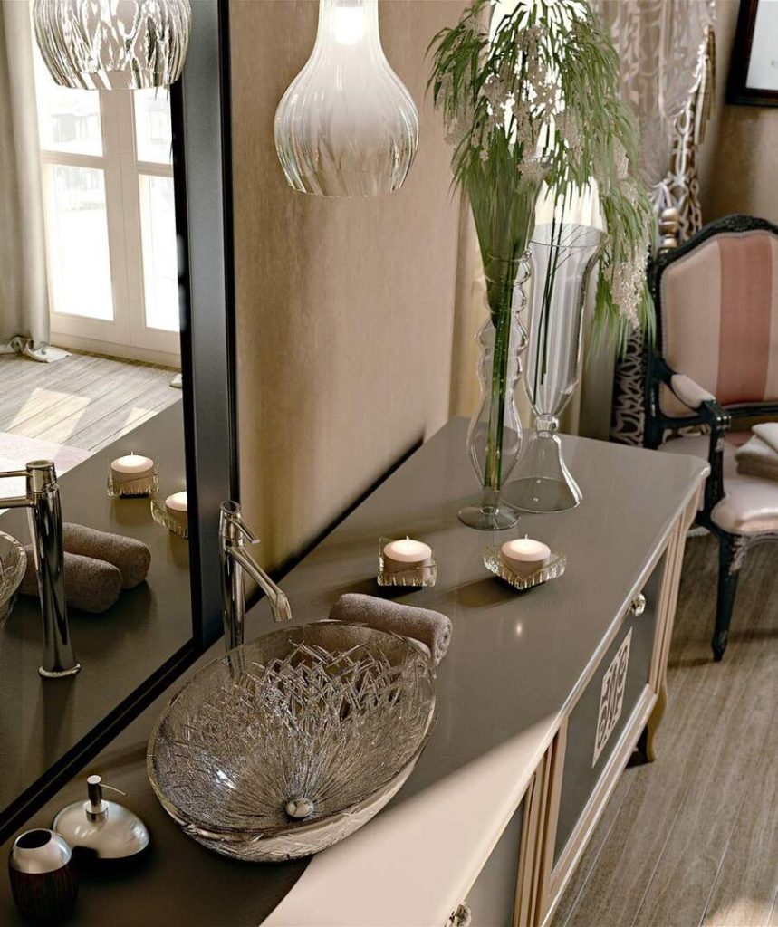 Elegant bathroom with glass sink