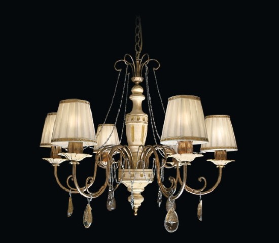 Elegant chandelier with lampshades