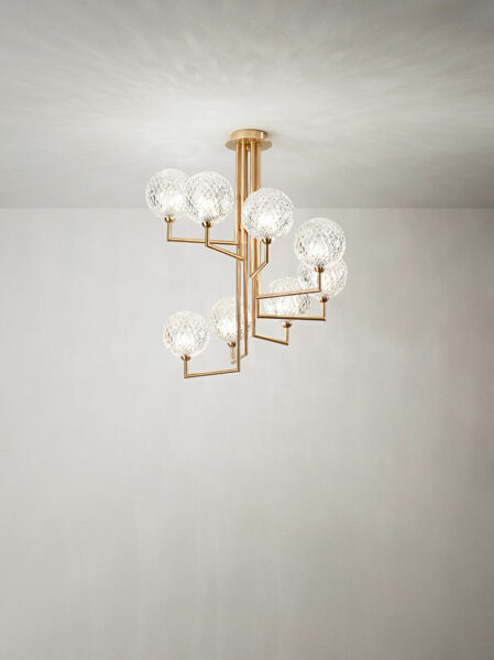 Modern chandelier with glass globes