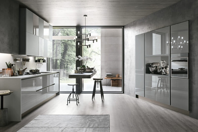 Modern kitchen with large window