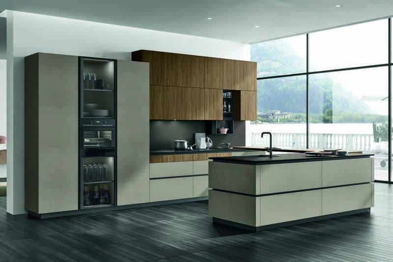 Modern kitchen with mountain view