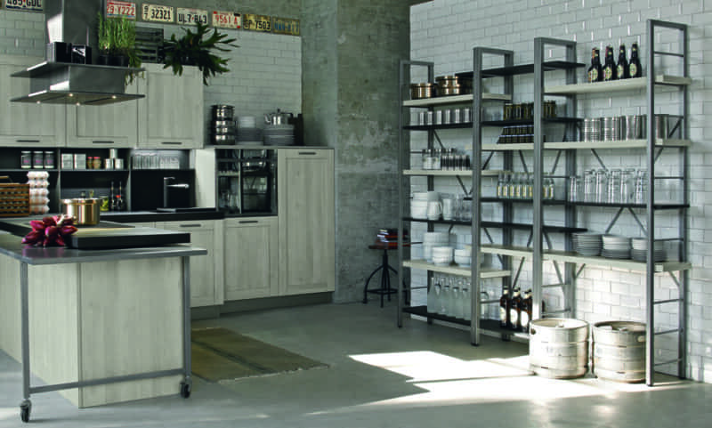 Modern kitchen with open shelving