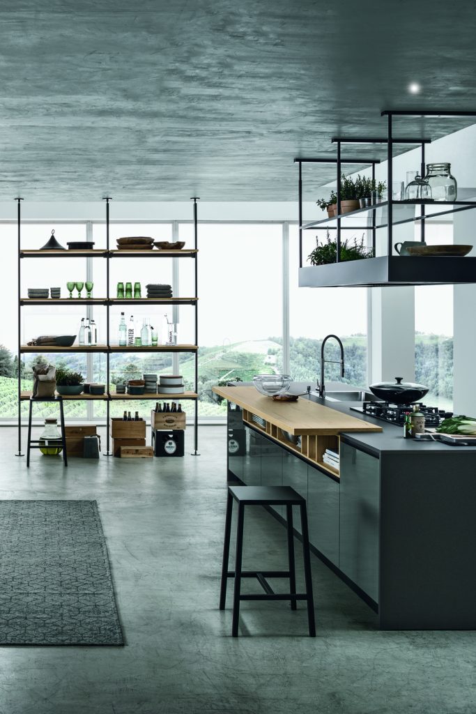 Modern kitchen with open shelving