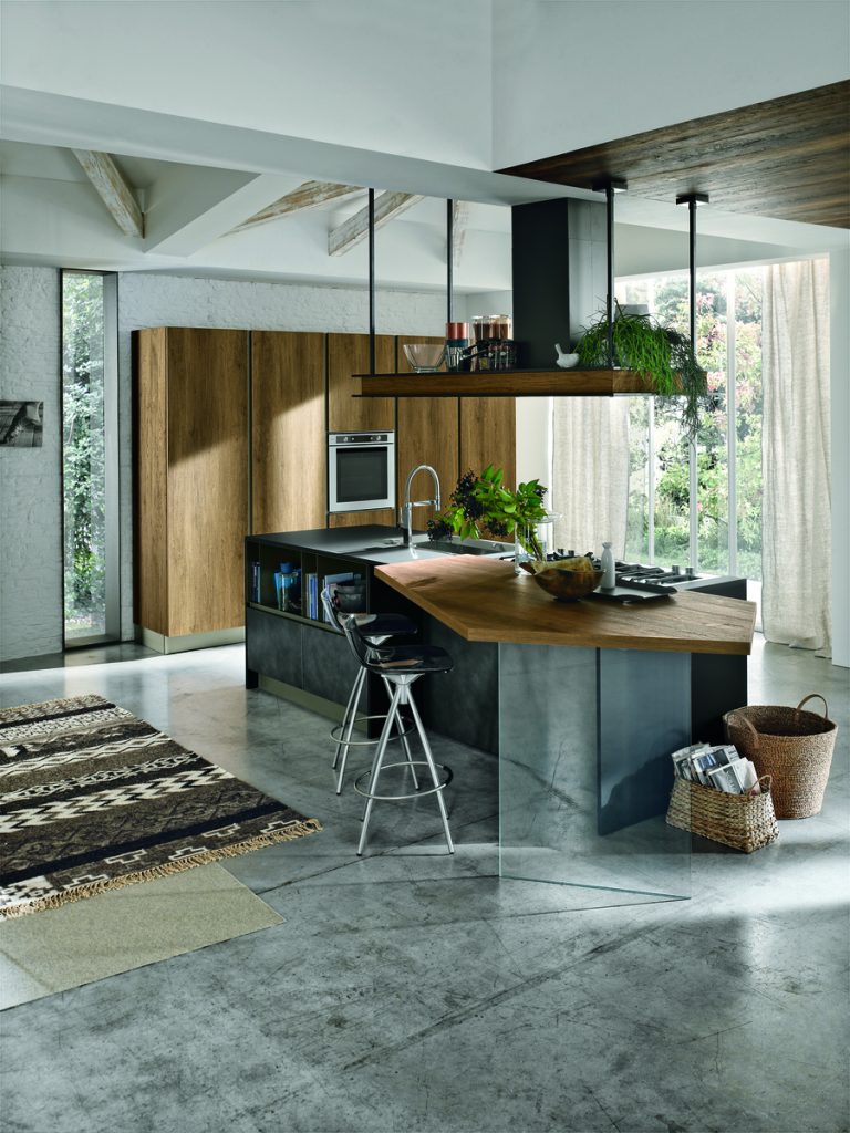 Modern kitchen with wooden accents