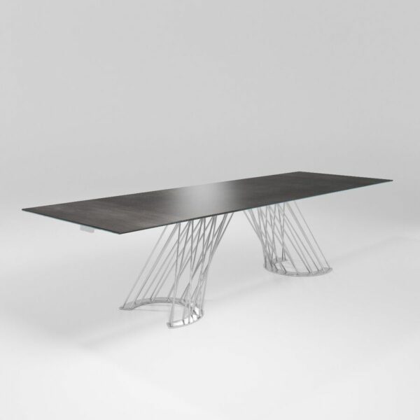 Modern table with metal base