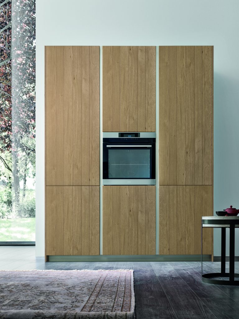 Wooden cabinets with built in oven