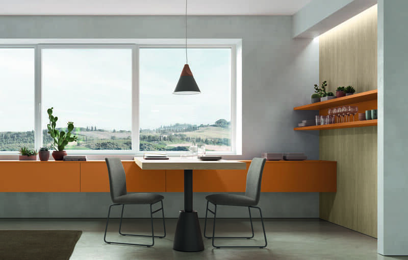 Modern dining area with view