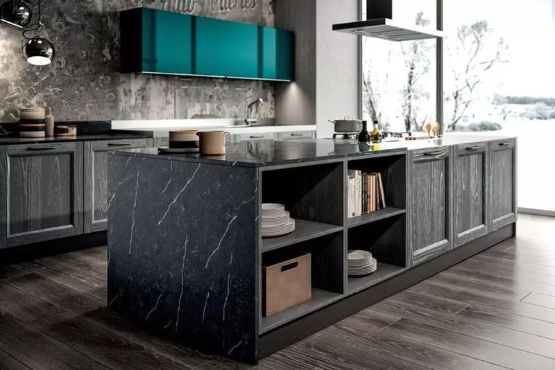 Modern kitchen with dark cabinetry