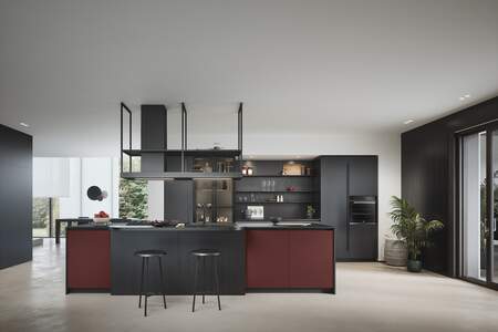 Modern kitchen with dark cabinets