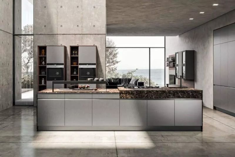 Modern kitchen with ocean view