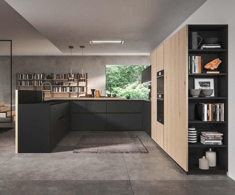 Modern kitchen with open shelving